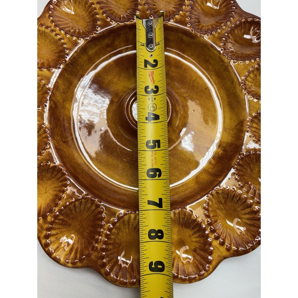 Vintage California USA E400 Ceramic Deviled Egg 12" 16 Count Serving Plate/... - Picture 9 of 15